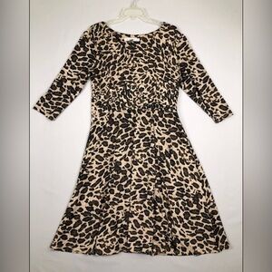 AA Studio Leopard Print Jersey Wrap Dress Stretch Ruched A line Skirt Size 14